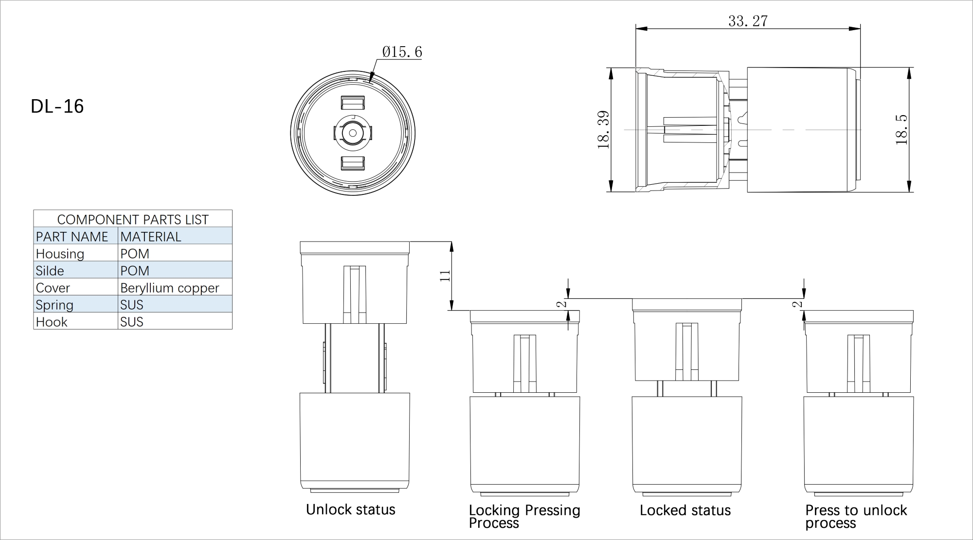 Plastic Push Latch DL-16